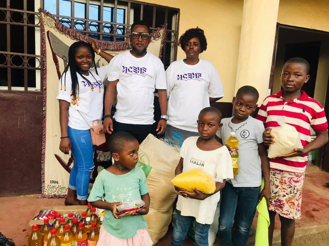 Children receiving supplies